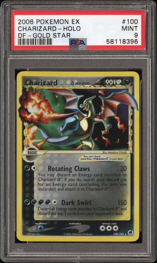 2006 Pokemon EX Dragon Frontiers Gold Star Holo #100 Charizard - PSA MINT 9