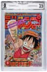 Weekly Shonen Jump #34 Shueisha, 8/1997 Cover, Art & Story: Oda Eiichiro Art & Story: Watsuki Nobuhiro & Araki Hirohiko Amateur Conservation Includes: Cover Cleaned. Conserved Amateur White 1st Canon Appearance Of Monkey D. Luffy & Shanks [one Piece]. One Piece Serial Begins.