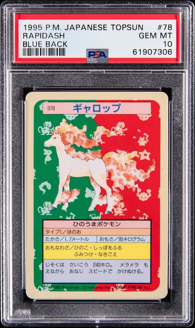 1997 Pokemon Japanese Topsun Blue Back #78 Rapidash - PSA GEM MT 10 - Top Pop