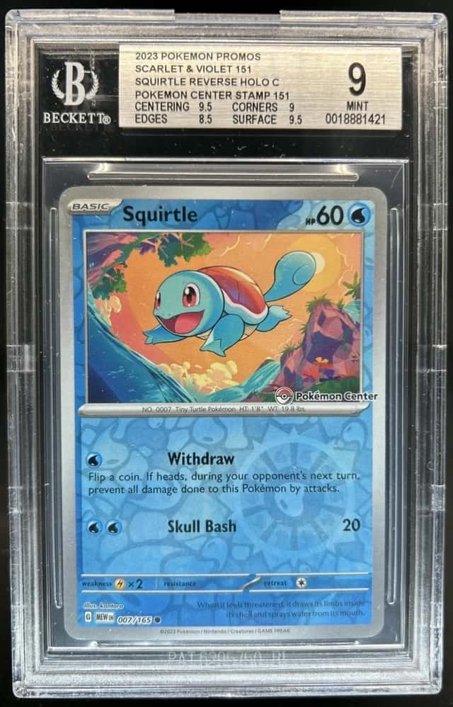 Squirtle REVERSE HOLO C/("Pokémon Center" stamp 151 preorder promo)