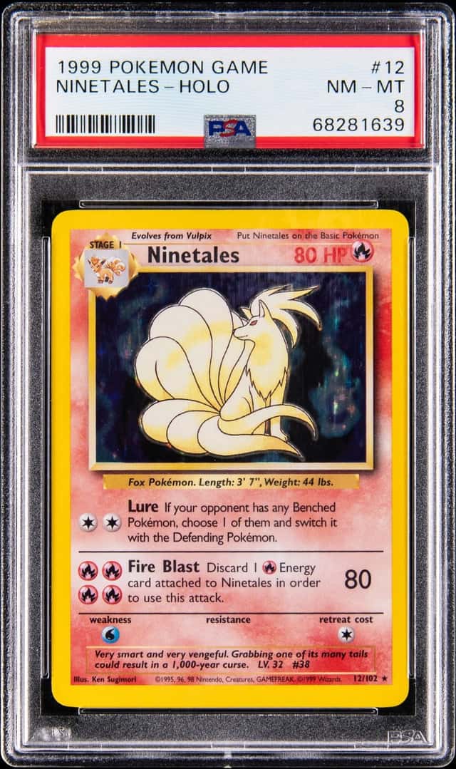 1999 Pokemon Base Set Holo #12 Ninetales "Black Flame" Error - PSA NM-MT 8