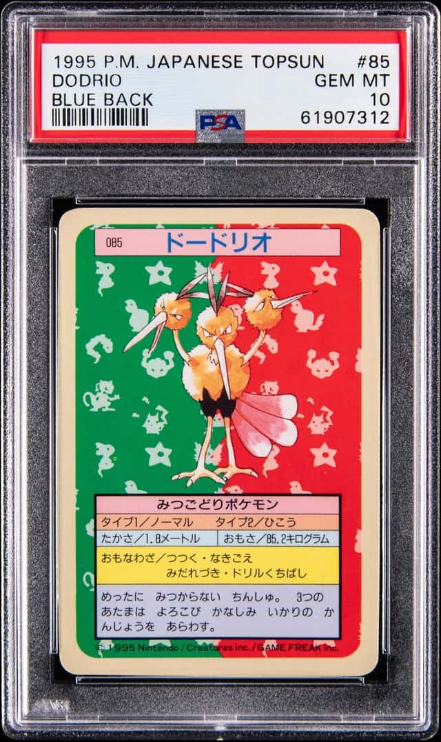 1997 Pokemon Japanese Topsun #85 Dodrio, Blue Back - PSA GEM MT 10