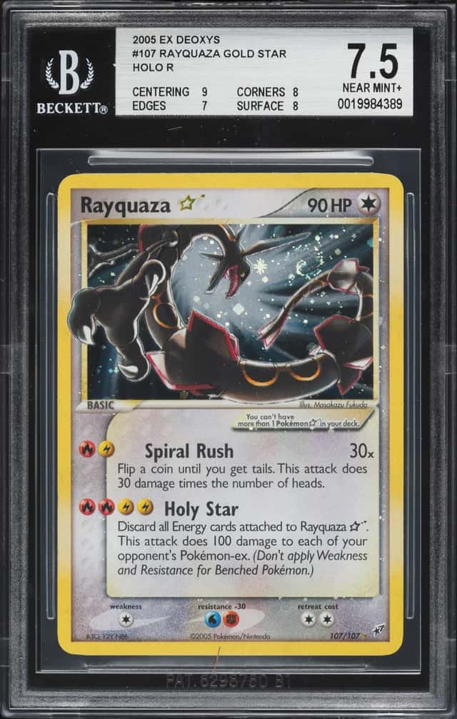 2005 Pokemon EX Deoxys Holo Rayquaza Gold Star #107 BGS 7.5 NRMT+