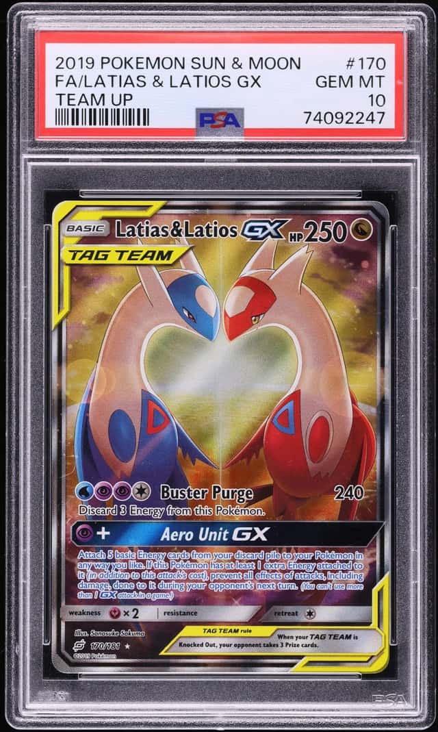 2019 Pokemon Sun & Moon Team Up Full Art Latias & Latios GX #170 PSA 10 GEM MINT