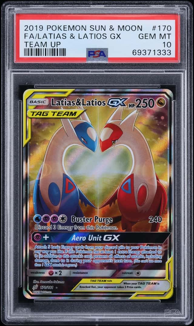 2019 Pokemon Sun & Moon Team Up Full Art Latias & Latios GX #170 PSA 10 GEM MINT