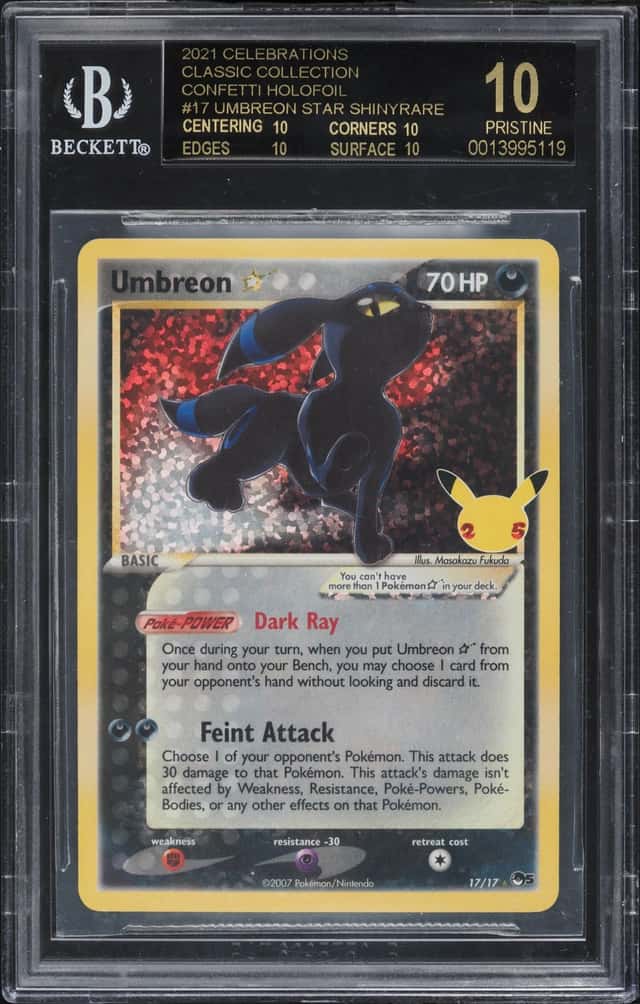 2021 Pokemon SWSH Celebrations Classic Holo Umbreon Gold Star #17 BGS 10 PRISTINE, BLACK LABEL