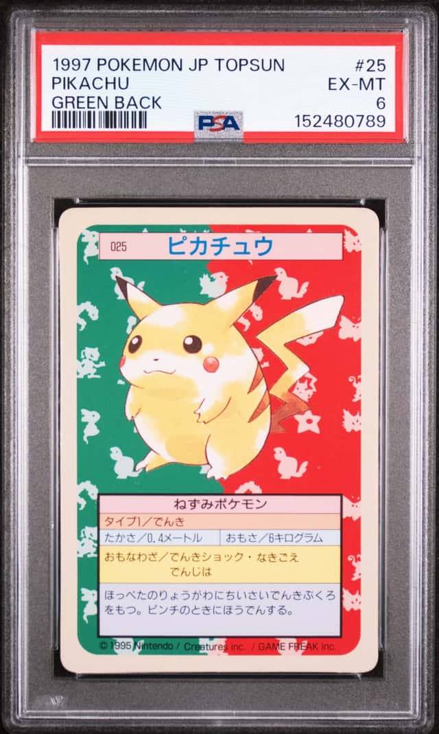 Pikachu Topsun Green Back Japanese Pokemon (1997) - PSA 6