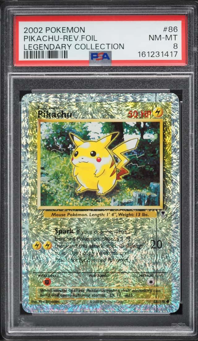 2002 Pokemon Legendary Collection Reverse Holo Pikachu #86 PSA 8 NM-MT