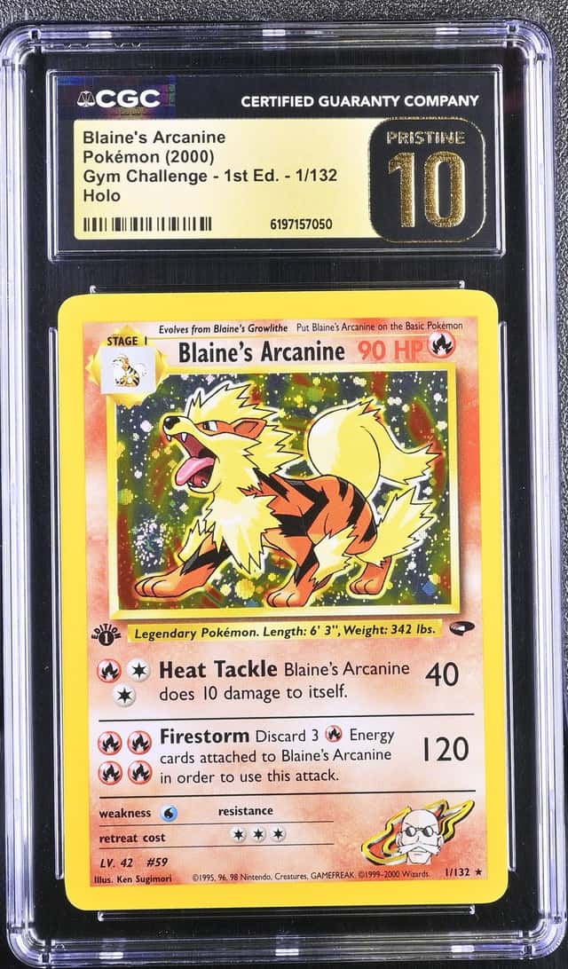 2000 Pokemon Gym Challenge 1st Edition Holo Blaine's Arcanine #1 CGC 10 PRISTINE