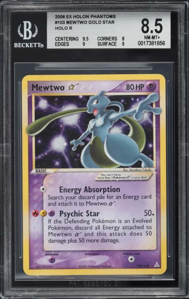 2006 Pokemon EX Holon Phantoms Holo Mewtwo Gold Star #103 BGS 8.5 NM-MT+