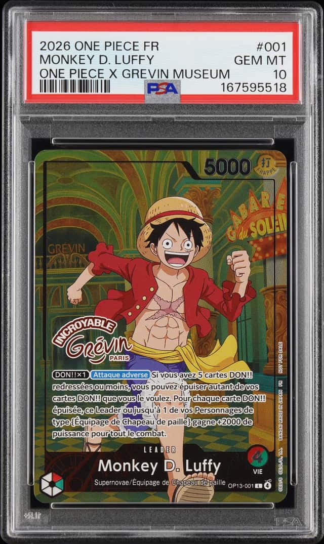 One Piece Monkey D Luffy OP13-001 X Museum Grevin Promo Paris Exclusive PSA 10