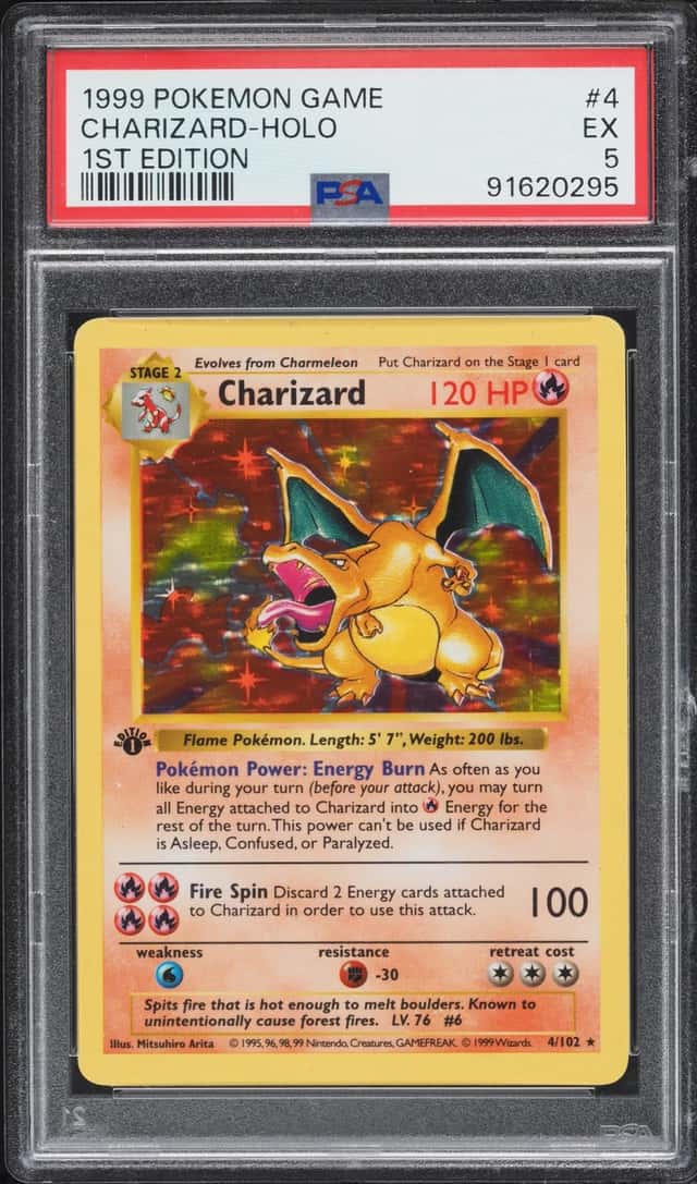 1999 Pokemon Base Set Shadowless 1st Edition Holo Charizard #4 PSA 5 EX