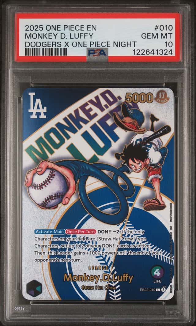 2025 One Piece Promo X Dodgers Leader Monkey D. Luffy #EB02-010 PSA 10 GEM MINT
