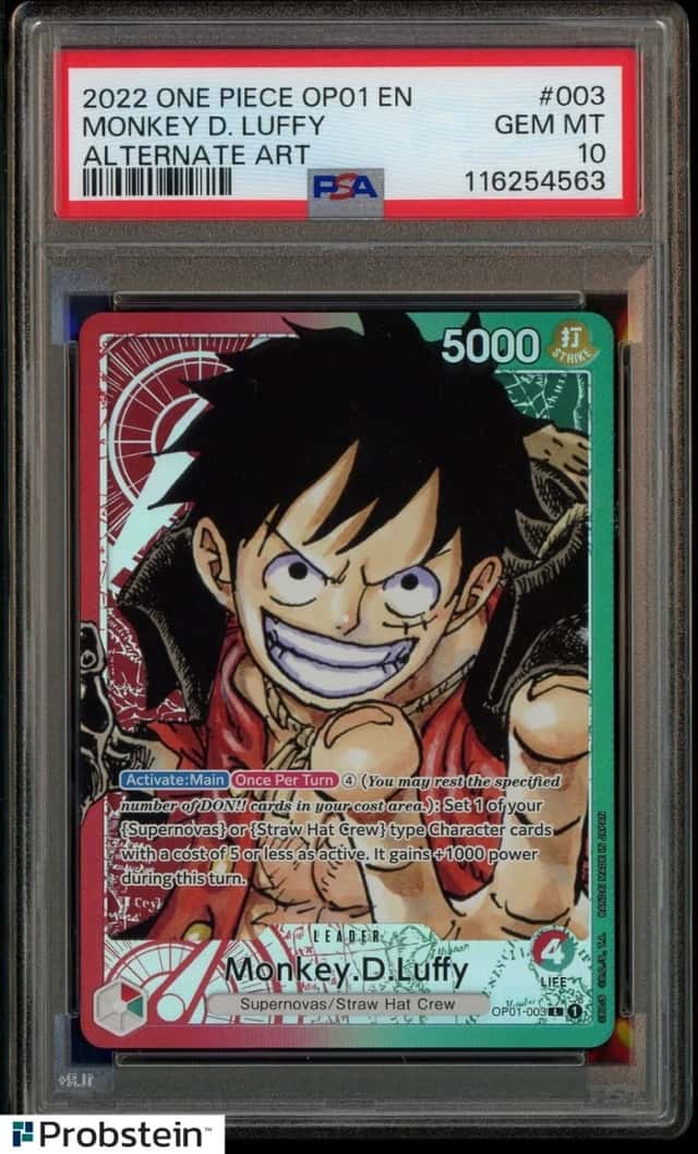 2022 One Piece OP-01 Alternate Art #003 Monkey D. Luffy Pre-Errata PSA 10 GEM MT