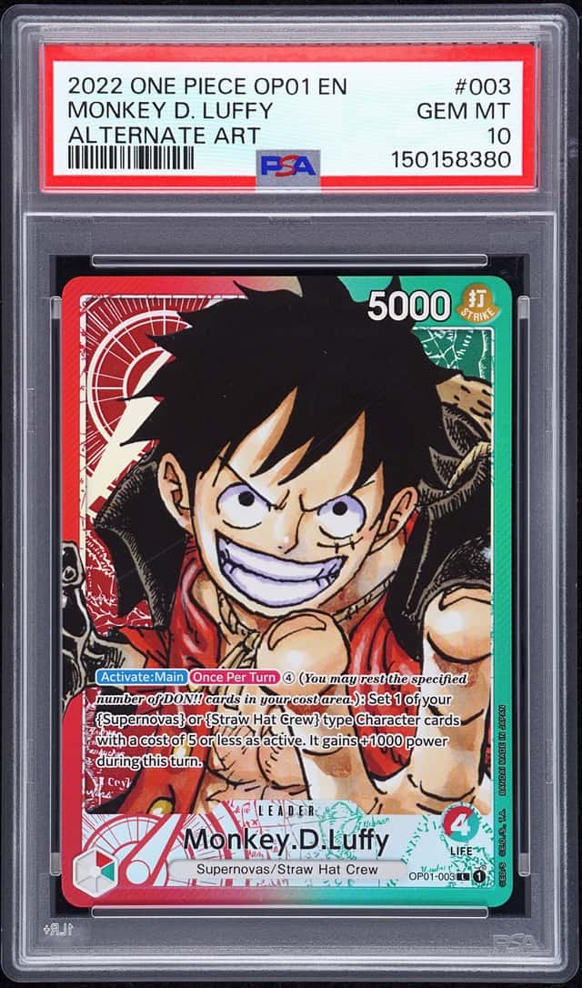 2022 One Piece OP-01 Alternate Art #003 Monkey D. Luffy Pre-Errata PSA 10 GEM MT