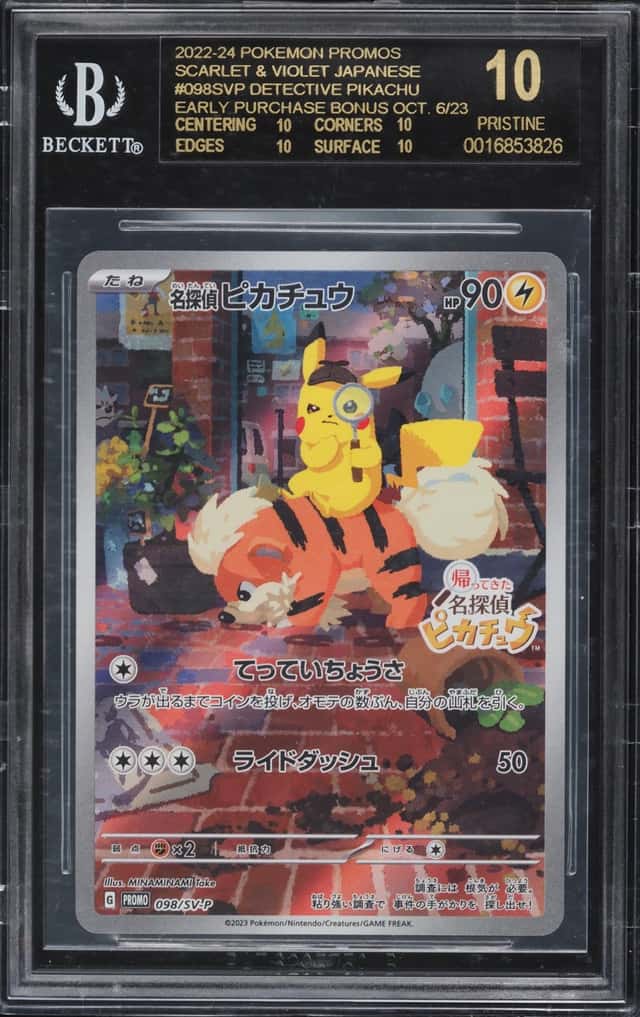 2022 Pokemon Japanese Scarlet & Violet Promo Detective Pikachu #98 BGS 10 PRISTINE, BLACK LABEL