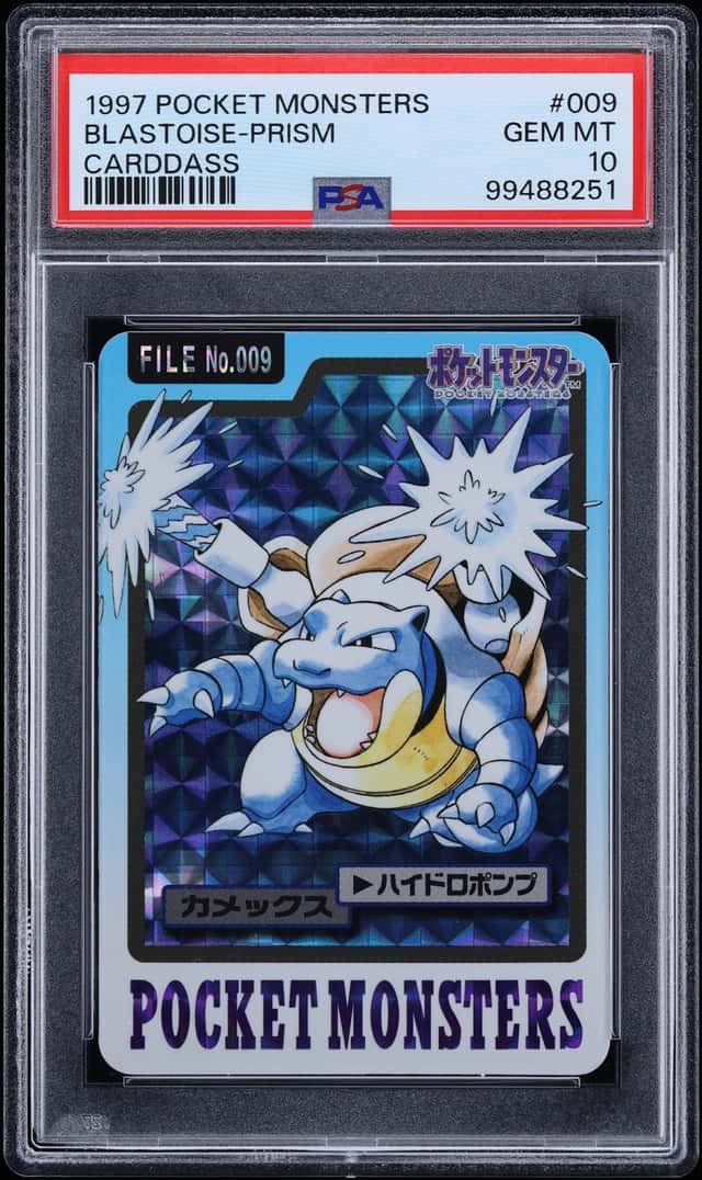 1997 Pokemon Japanese Pocket Monsters Carddass Prism Blastoise #9 PSA 10 GEM MINT