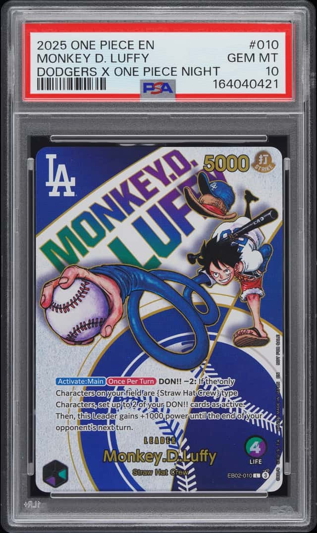 2025 One Piece En Dodgers X One Piece Night #010 Monkey D. Luffy PSA 10 GEM MINT