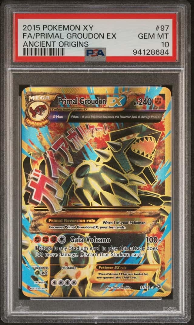 FULL ART FA PRIMAL GROUDON PSA 10 2015 POKEMON XY ANCIENT ORIGINS #97/98 GEM 684