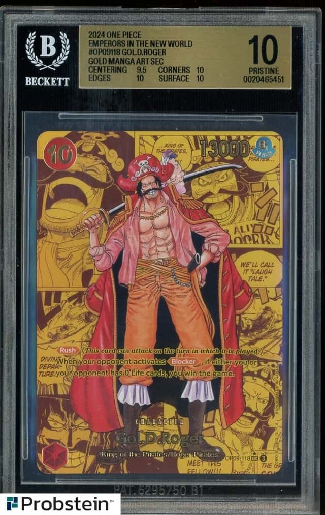 2024 One Piece Emperors in New World OP09118 Gol D. Roger Gold Manga BGS 10