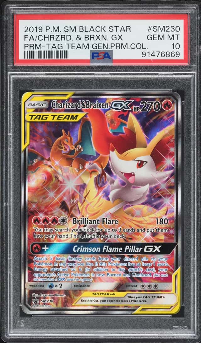 2019 Pokemon SM Promo Tag Team Generations Premium Charizard Braixen GX #SM230 PSA 10 GEM MINT