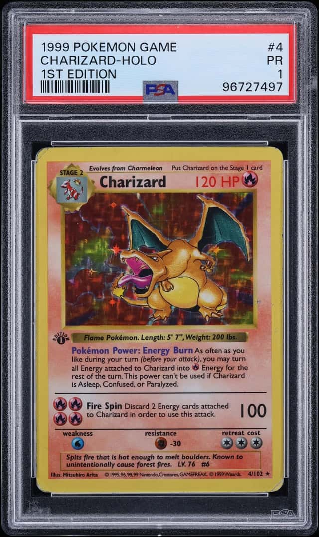 1999 Pokemon Base Set Shadowless 1st Edition Holo Charizard #4 PSA 1 PR