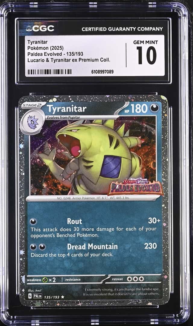 Tyranitar 135/193 STAMPED Holo - CGC Gem Mint 10 - Paldea Evolved - Pokemon TCG