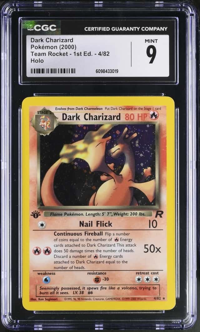 Dark Charizard 4/82 Holo Team Rocket - 1st Ed. Pokemon CGC 9 Mint *019