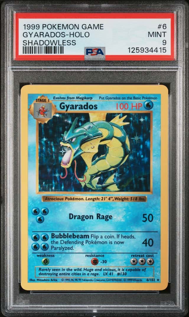 1999 Pokemon Base Set Shadowless Holo Gyarados #6