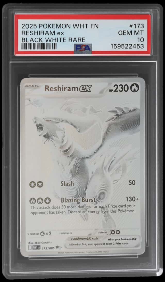 2025 Pokemon Scarlet and Violet White Flare Black White Rare Reshiram Ex #173