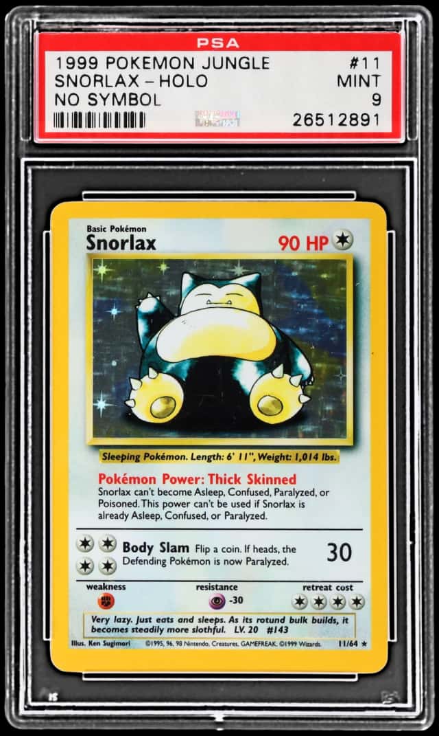 1999 Pokemon Jungle Holo No Symbol Error Snorlax #11B
