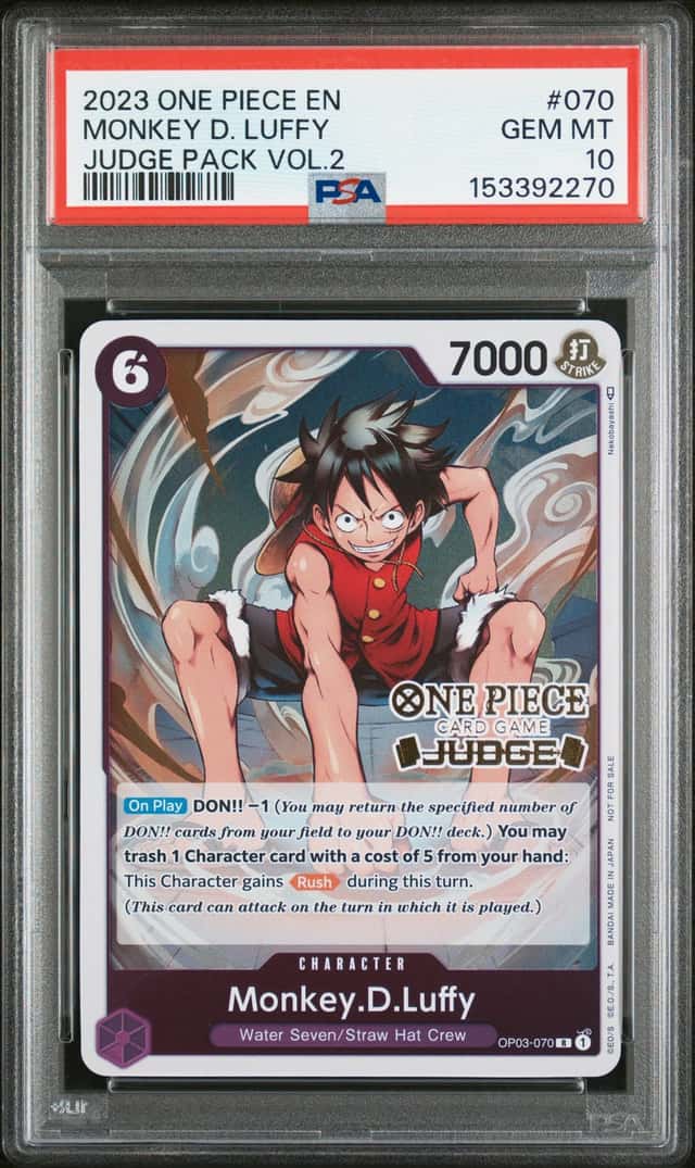 #1 2023 One Piece En Judge Pack Vol 2 #070 Monkey D. Luffy PSA 10 GEM MINT
