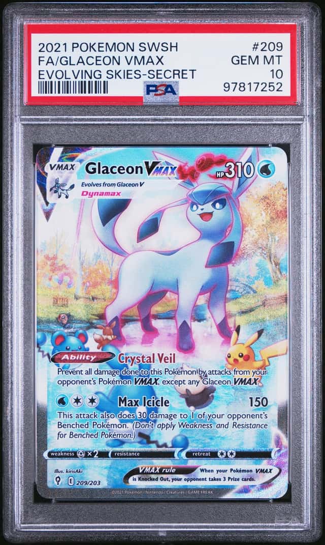 Pokemon 2021 Glaceon VMAX 209/203 Alt Art SR Evolving Skies GEM MINT PSA 10