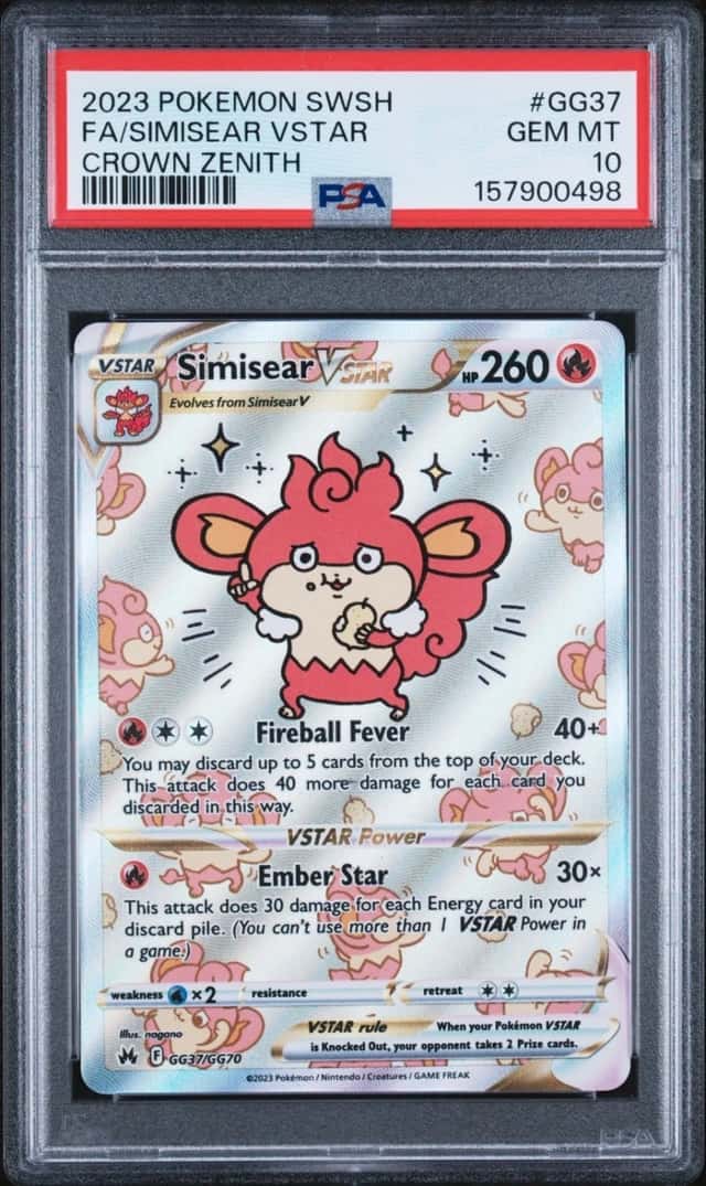 PSA 10 - Simisear VSTAR GG37/GG70 Pokemon Crown Zenith Galarian Gallery 2023 B