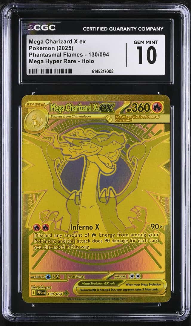 2025 POKEMON PHANTASMAL FLAMES #130/094 MEGA CHARIZARD X EX HYPER RARE CGC 10