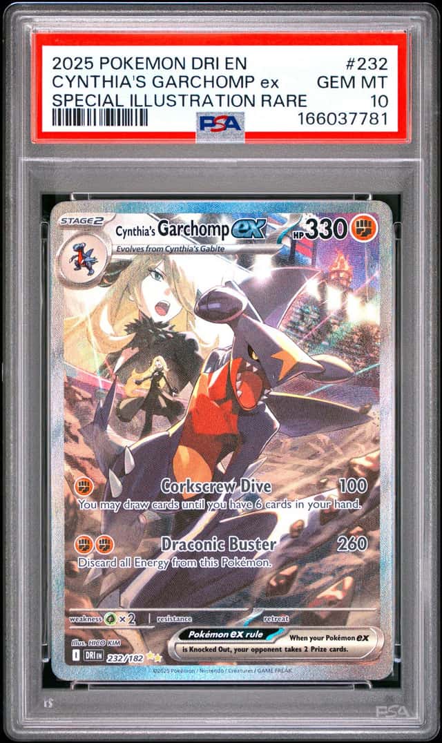 2025 POKEMON DRI SPECIAL ILLUSTRATION RARE #232 CYNTHIA'S GARCHOMP EX PSA 10