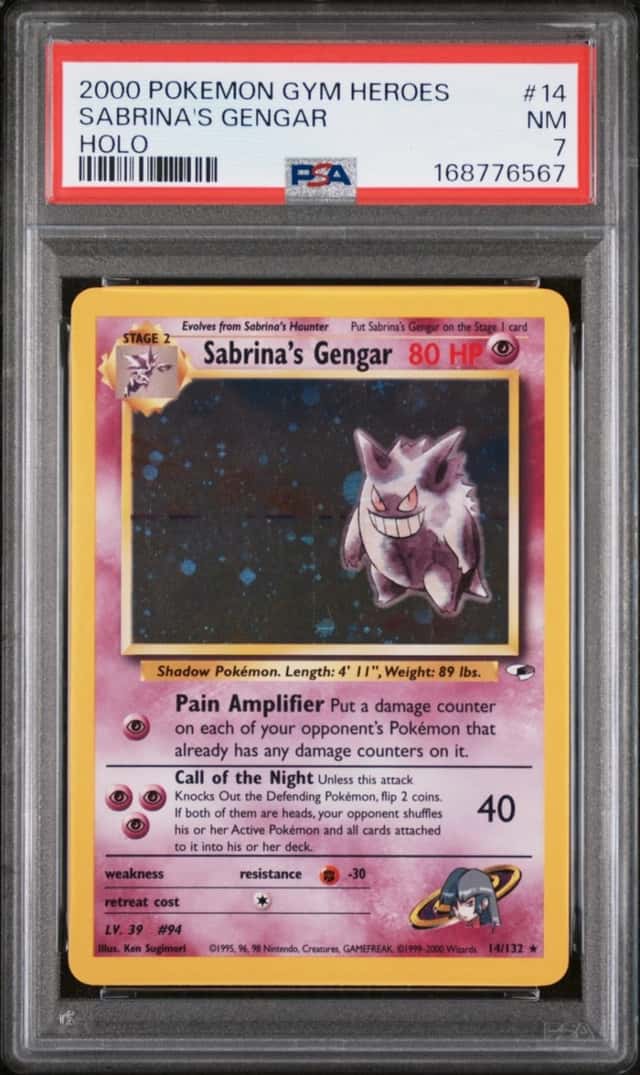 2000 POKEMON GYM HEROES HOLO #14 SABRINA'S GENGAR PSA 7