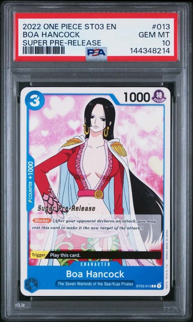 PSA 10 - Boa Hancock ST03-013 Super Pre-Release Stamped One Piece 2022 Gem Mint