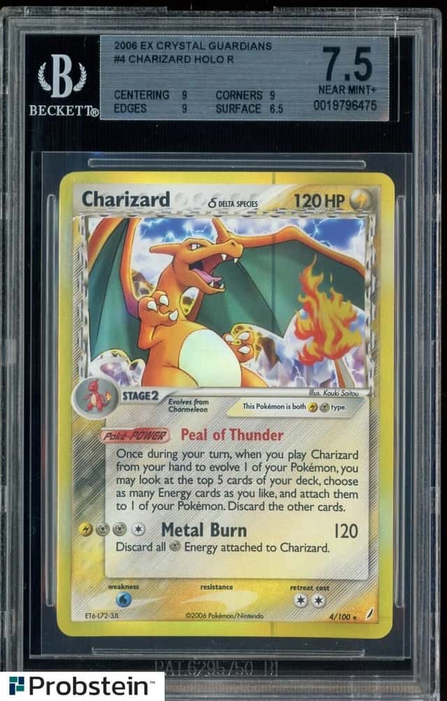 2006 Pokemon EX Crystal Guardians Charizard Holo #4 BGS 7.5 NM+