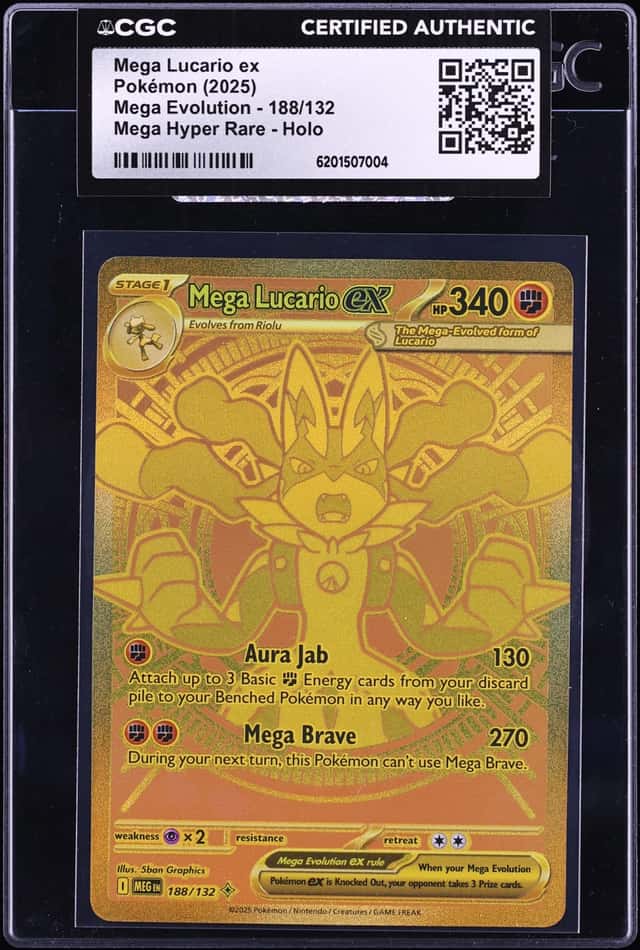 2025 Pokemon Mega Evolution MHR Mega Lucario Ex #188 CGC AUTH