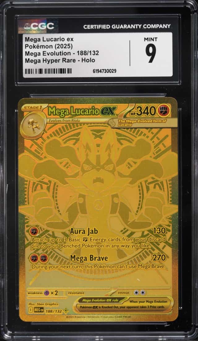 2025 Pokemon Mega Evolution MHR Mega Lucario Ex #188 CGC 9 MINT