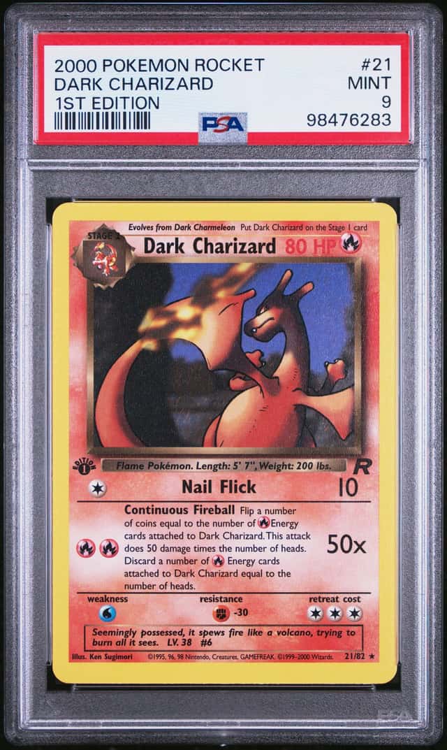 2000 Pokemon Team Rocket 1st Edition Dark Charizard #21 PSA 9 MINT