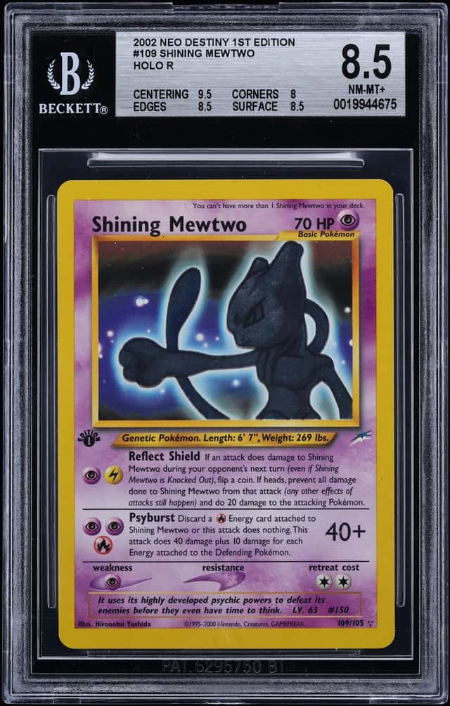 2002 Pokemon Neo Destiny 1st Edition Holo Shining Mewtwo #109 BGS 8.5 NM-MT+