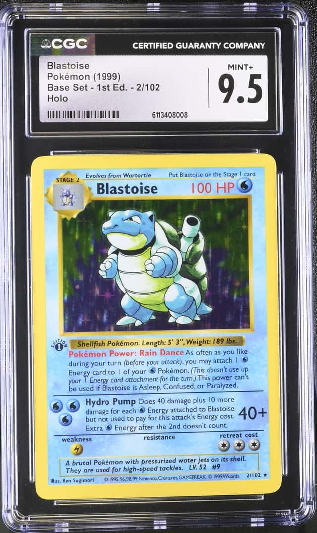 1999 Pokemon Base Set Shadowless 1st Edition Holo Blastoise #2 CGC 9.5 MINT+