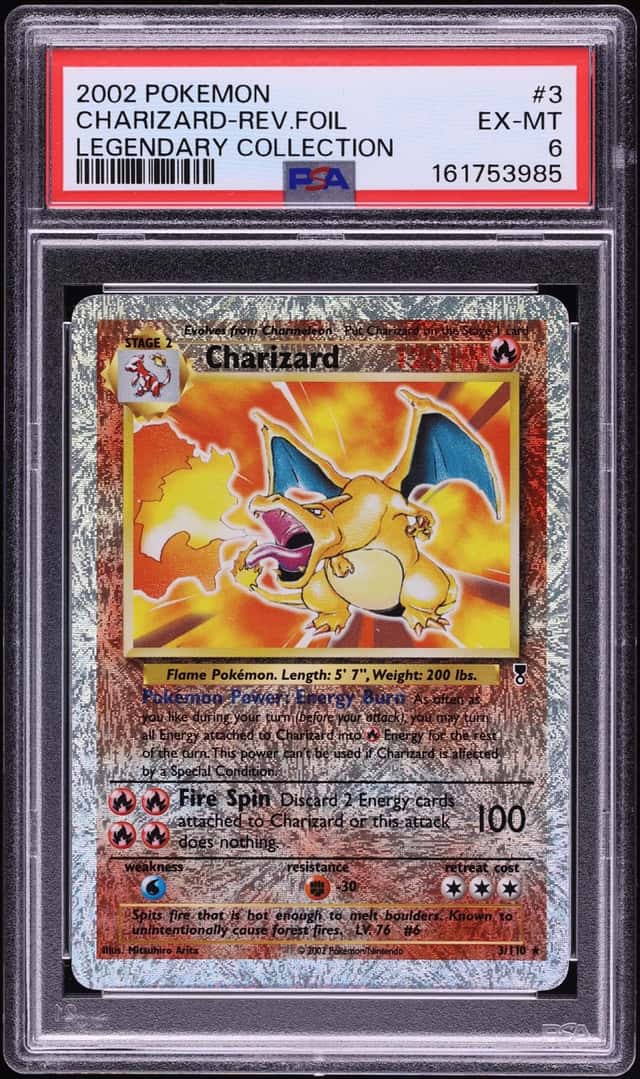 2002 Pokemon Legendary Collection Reverse Holo Charizard #3 PSA 6 EXMT