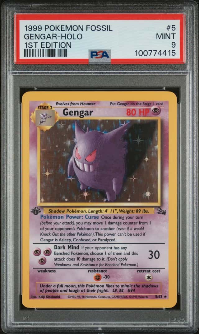 1999 Pokemon Fossil 1st Edition Holo Gengar #5