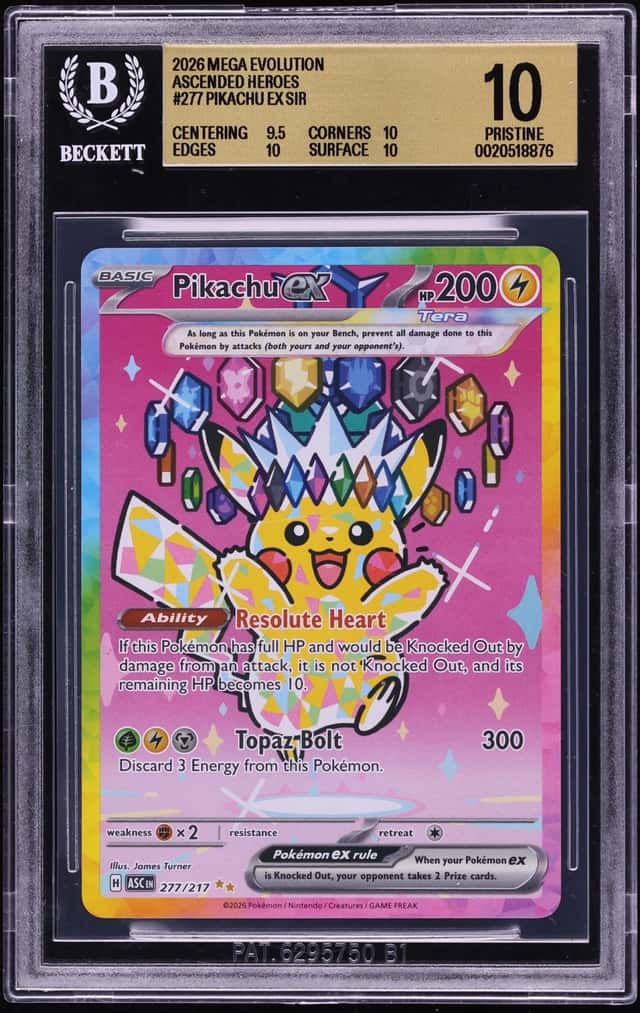 2026 Pokemon Mega Evolution Ascended Heroes SIR Pikachu ex #277 BGS 10 PRISTINE