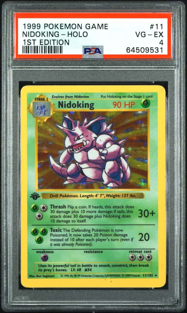 1999 Pokemon Base Set Shadowless 1st Edition Holo Nidoking #11 PSA 4 VGEX