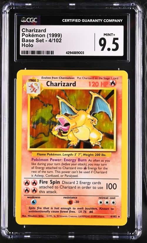 1999 Pokemon Unlimited Charizard Rare Holo #4/102 CGC 9.5 MINT+