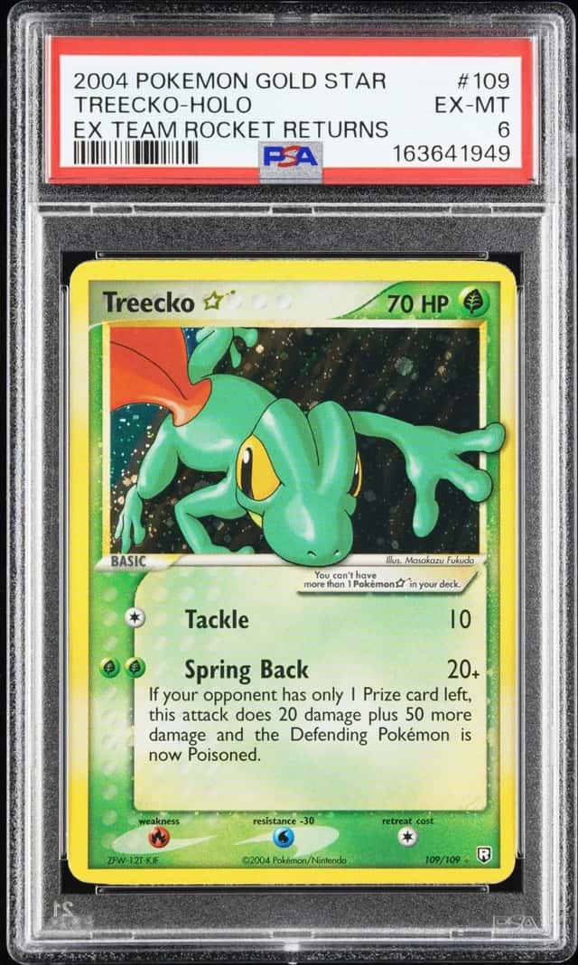 Pokemon Treecko Gold Star Holo EX Team Rocket Returns 109/109 PSA 6